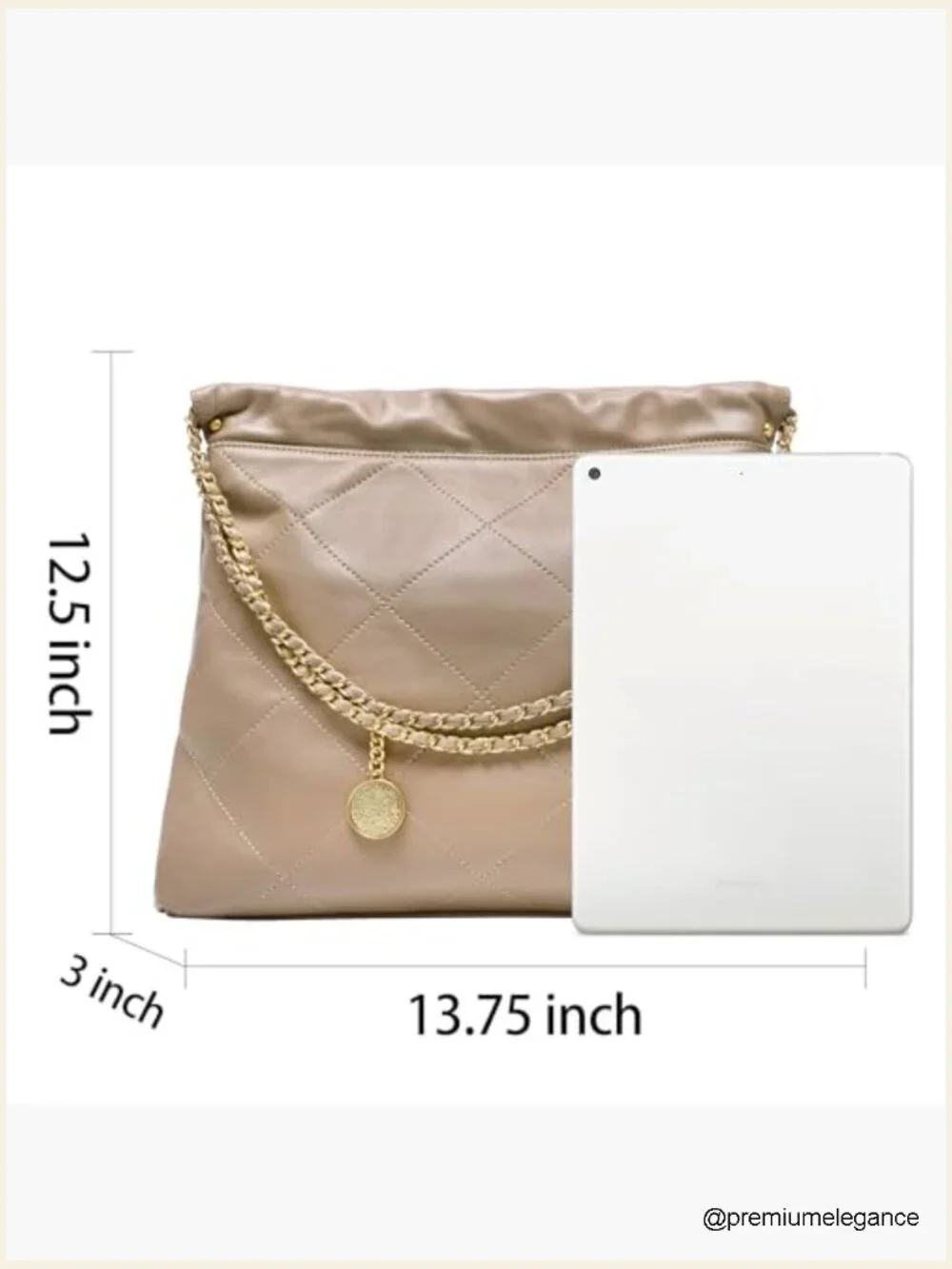 Quilted Leather Tote Bag Soft Lambskin Shoulder Hobo Chain Purse with Clutch